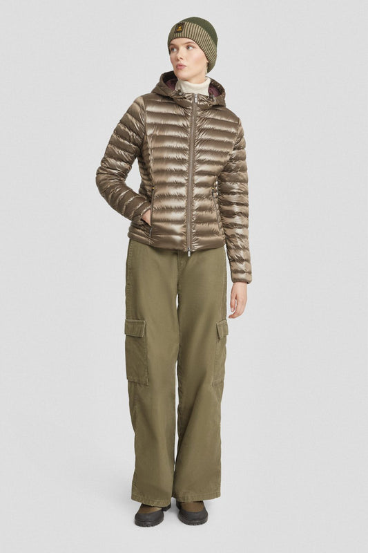 Piumino leggero beige scuro con cappuccio AGHATA 2.0