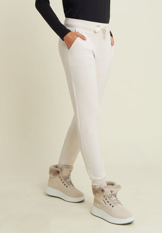 Pantaloni sportivi da donna con polsini e strass bicolore