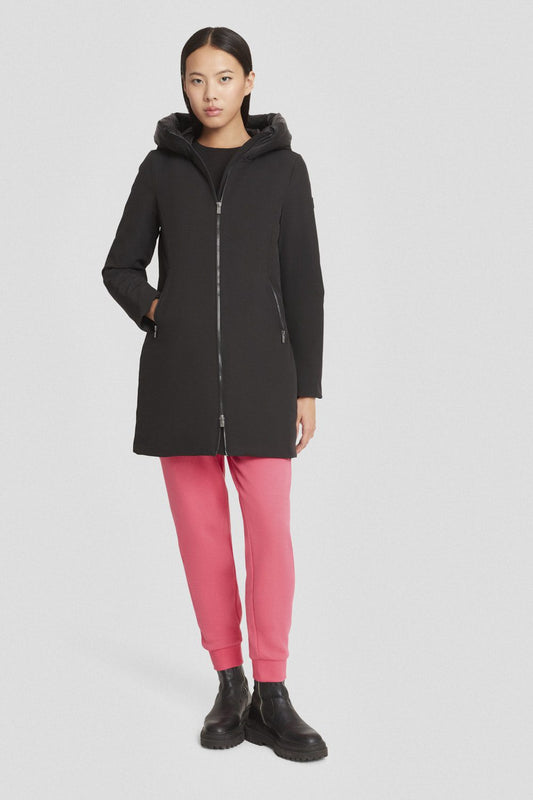 Giacca lunga nera imbottita in softshell MIRE 3.0