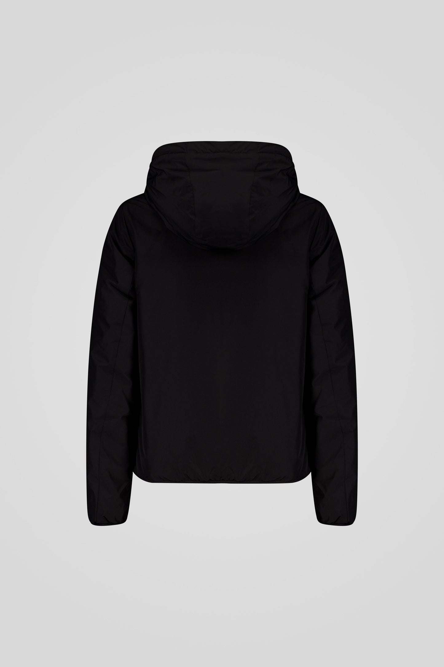 Giacca imbottita nera con cappuccio donna