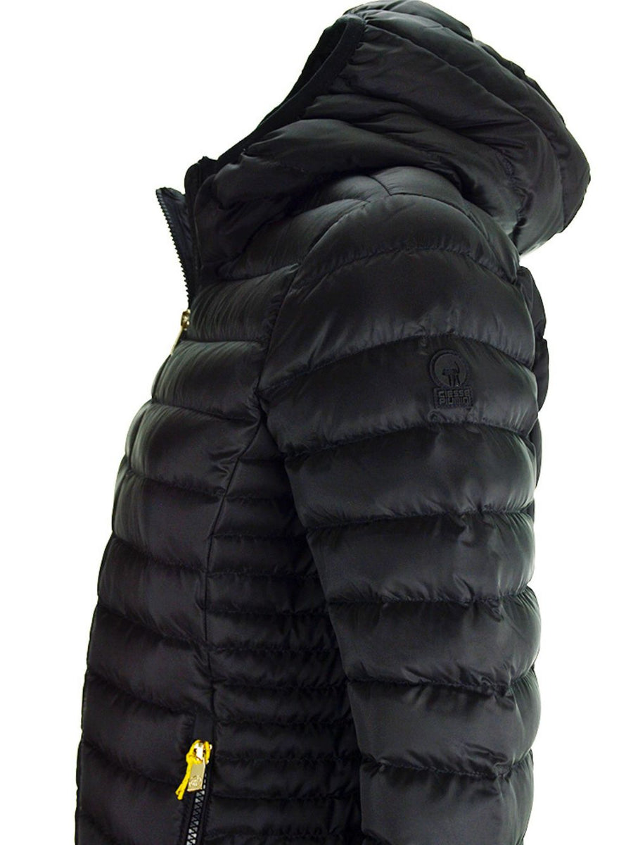 Piumino leggero nero con cappuccio donna 100 grammi AGHATA