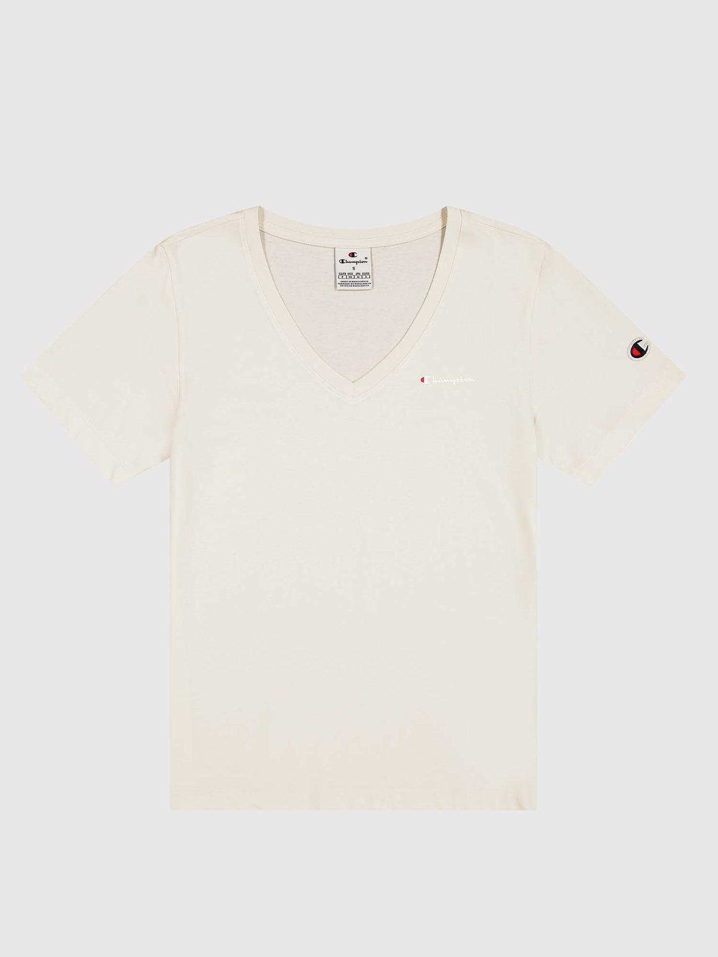 T-SHIRT SCOLLO A V CHAMPION DONNA BIANCO