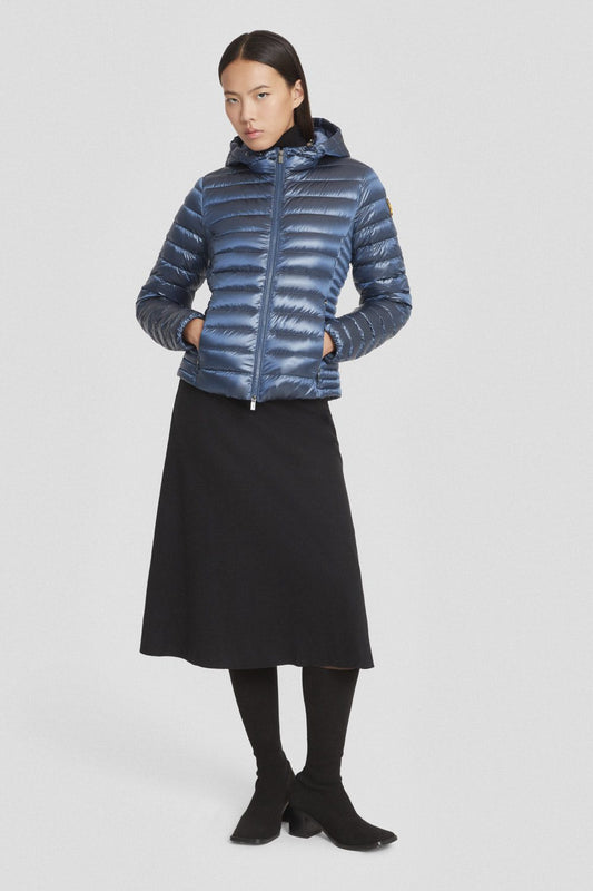 Piumino leggero azzurro con cappuccio AGHATA 2.0