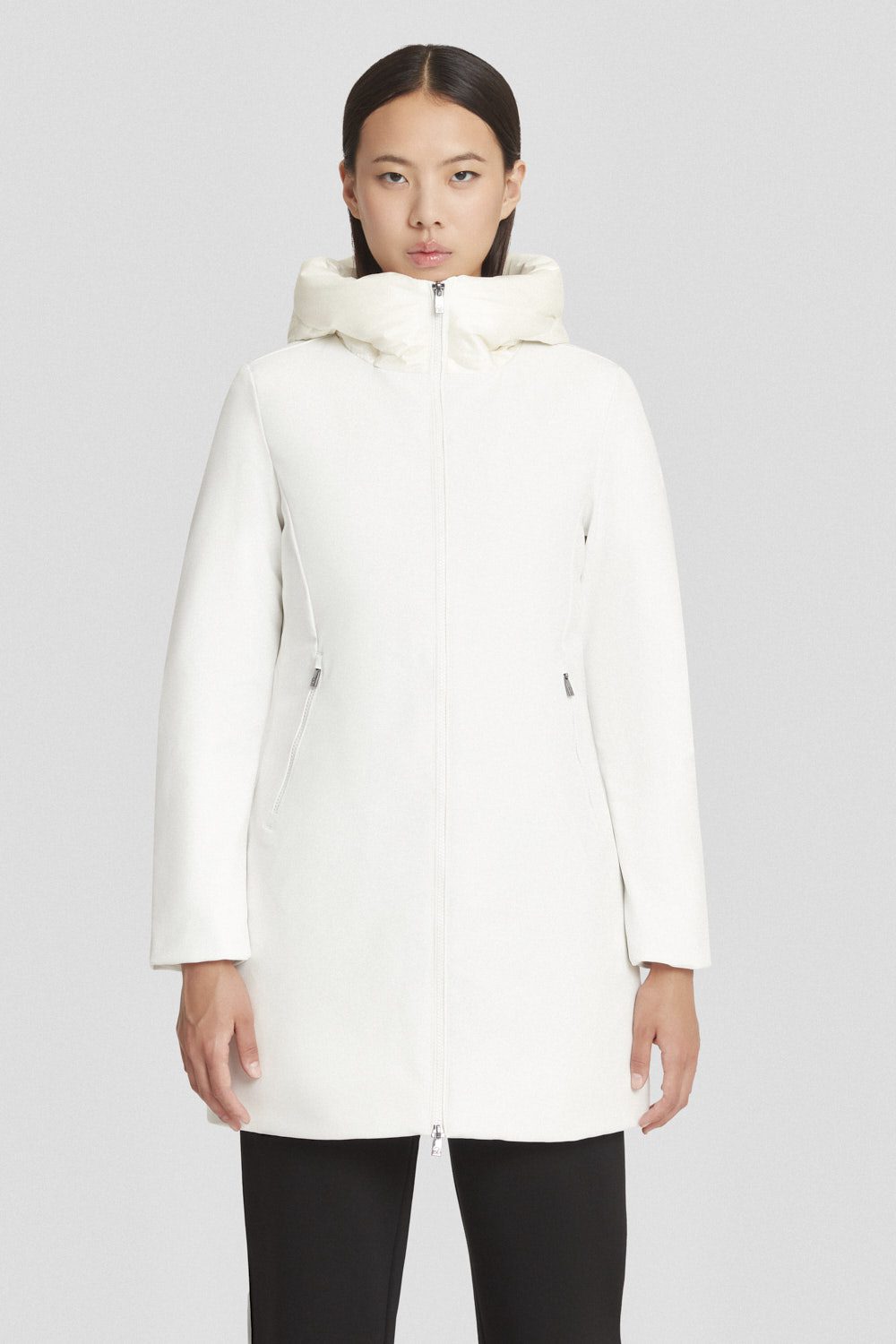 Giacca lunga bianca imbottita in softshell MIRE 3.0