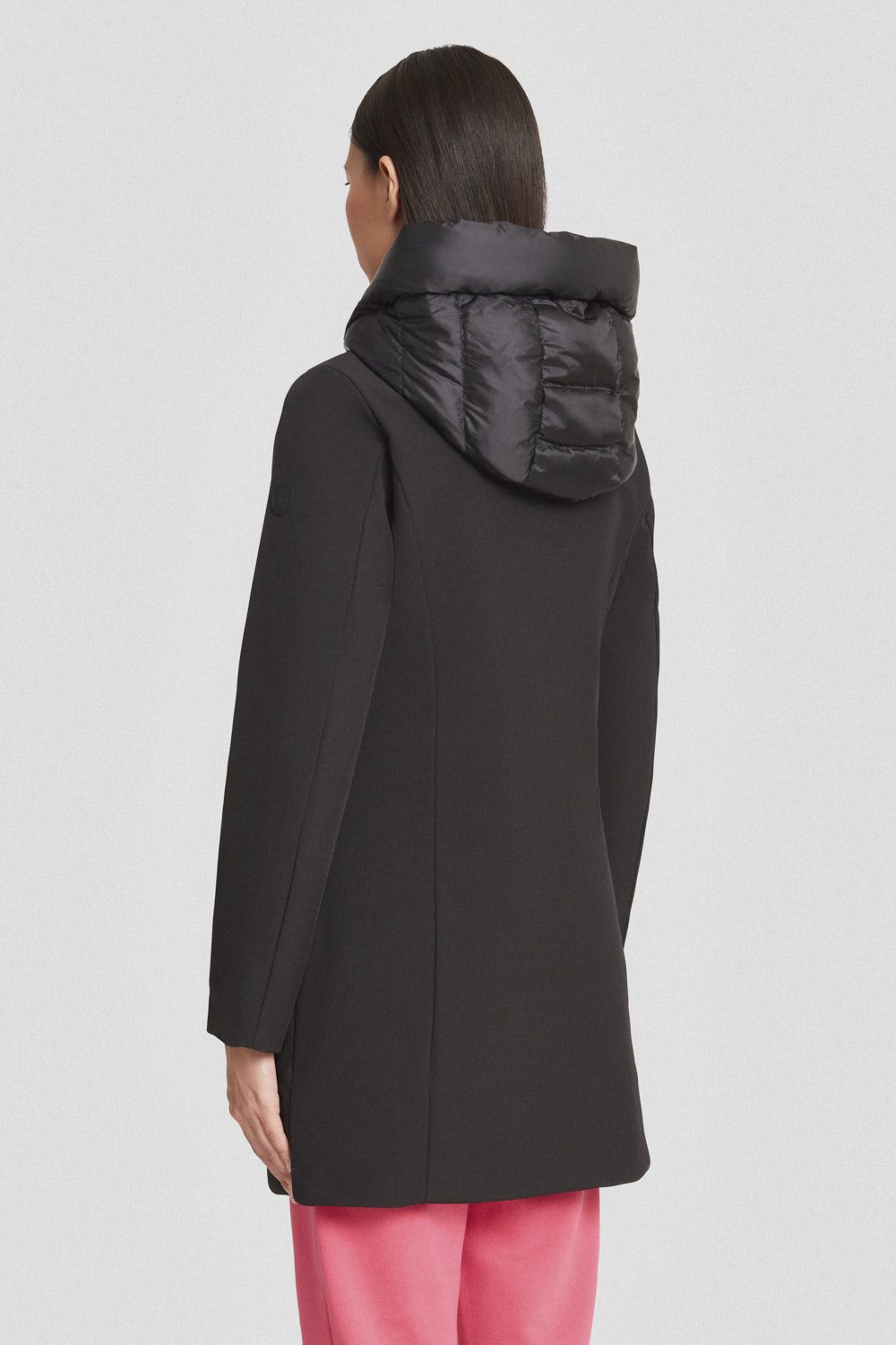 Giacca lunga nera imbottita in softshell MIRE 3.0