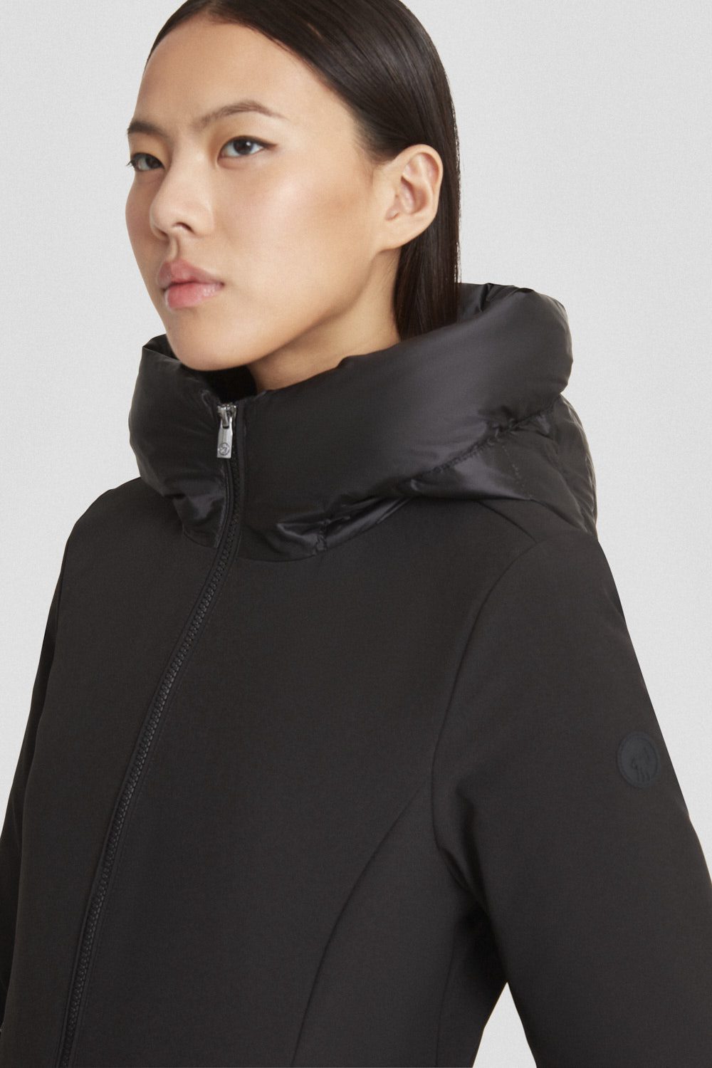 Giacca lunga nera imbottita in softshell MIRE 3.0