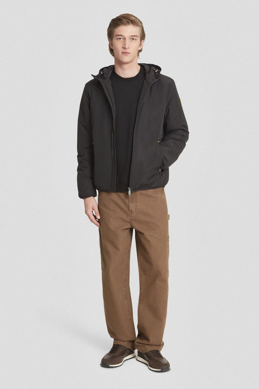 Giacca imbottita nera con cappuccio PETER