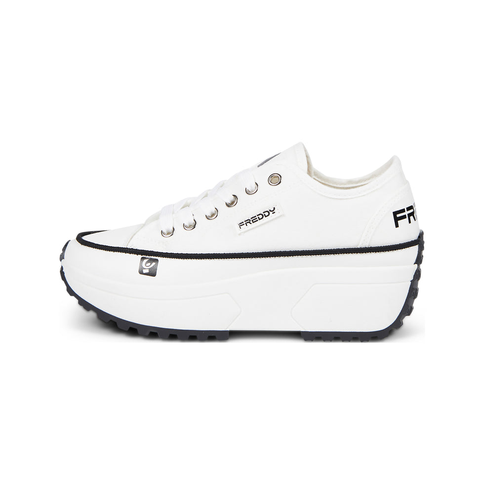 Sneakers in tela da donna con suola platform