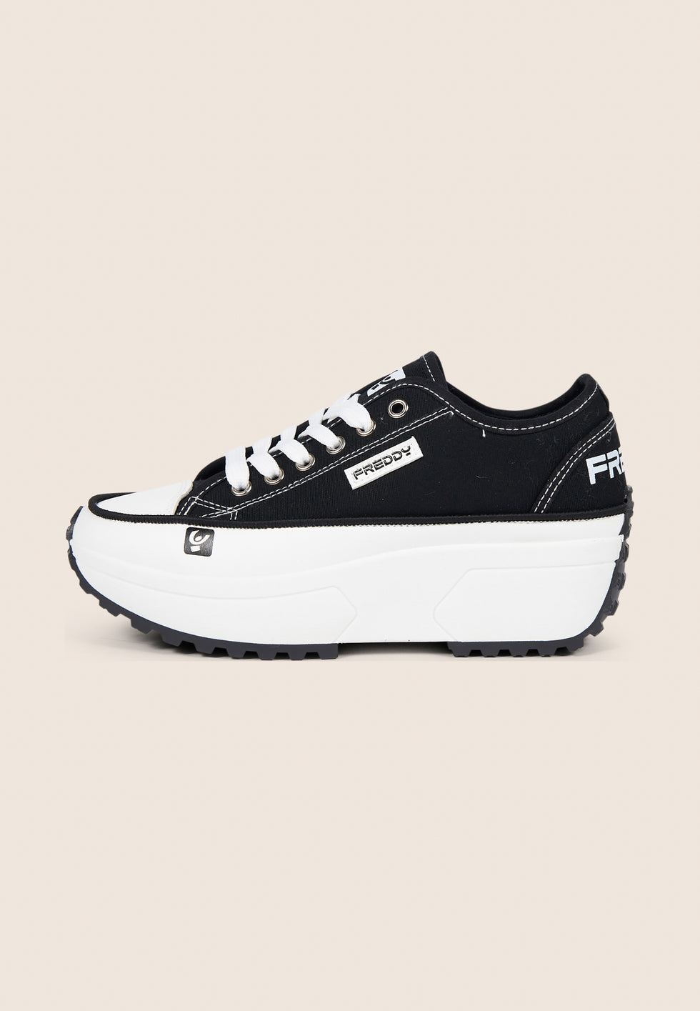 Sneakers in tela da donna con suola platform