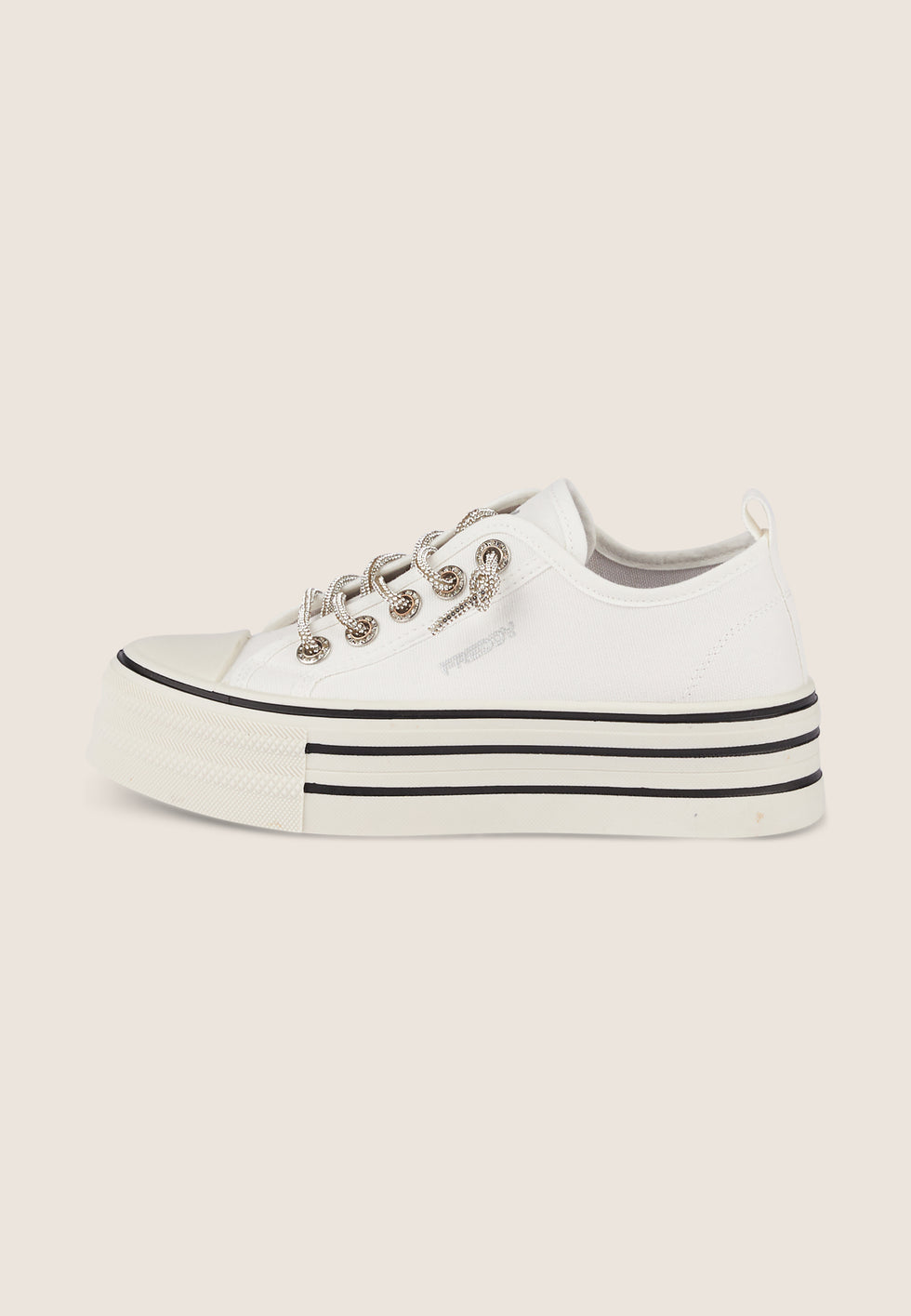 Sneaker in Canvas con lacci microdiamonds