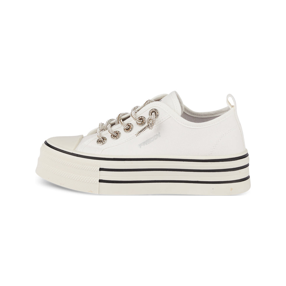 Sneaker in Canvas con lacci microdiamonds