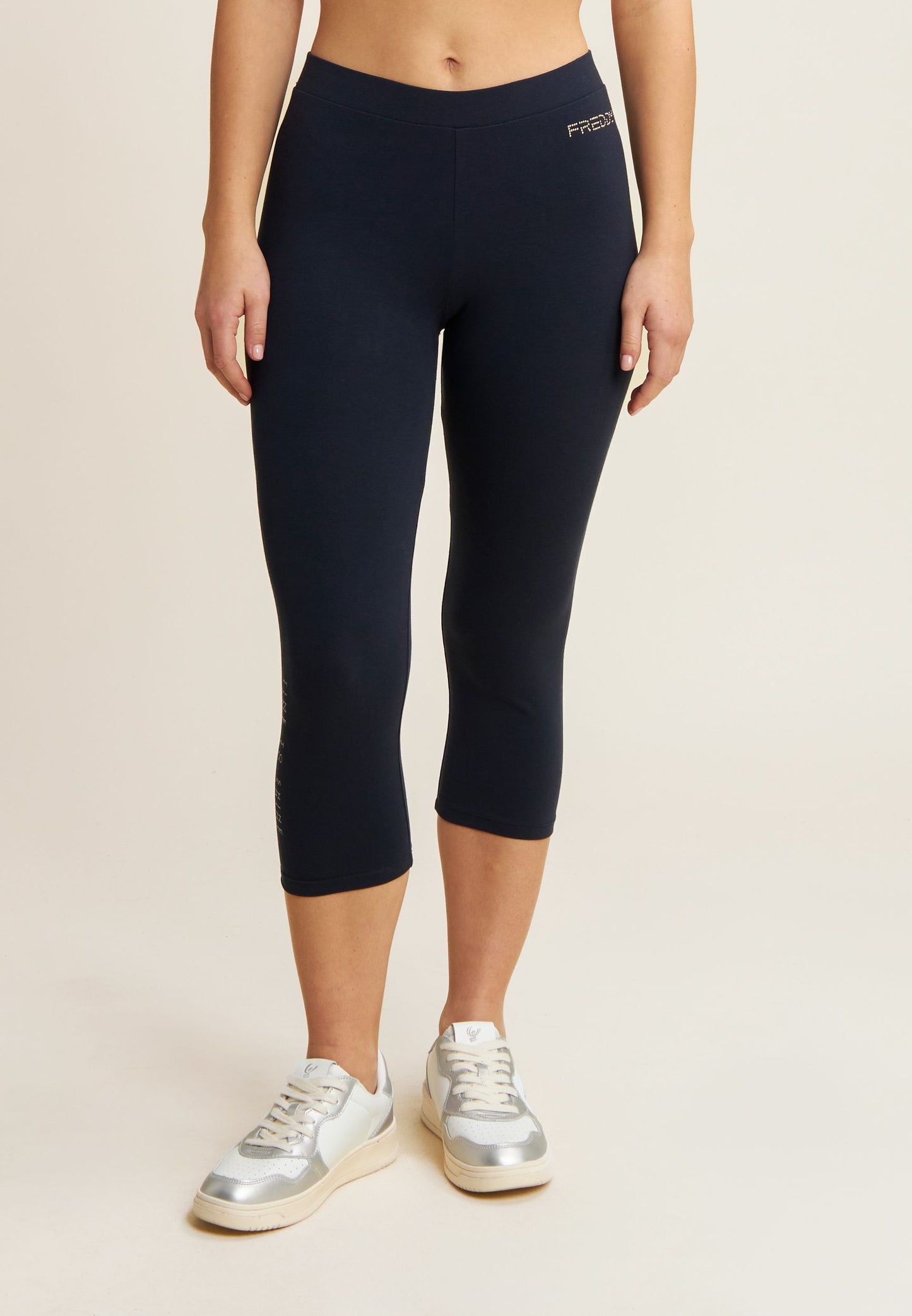 Leggings corsaro in jerey con logo perline