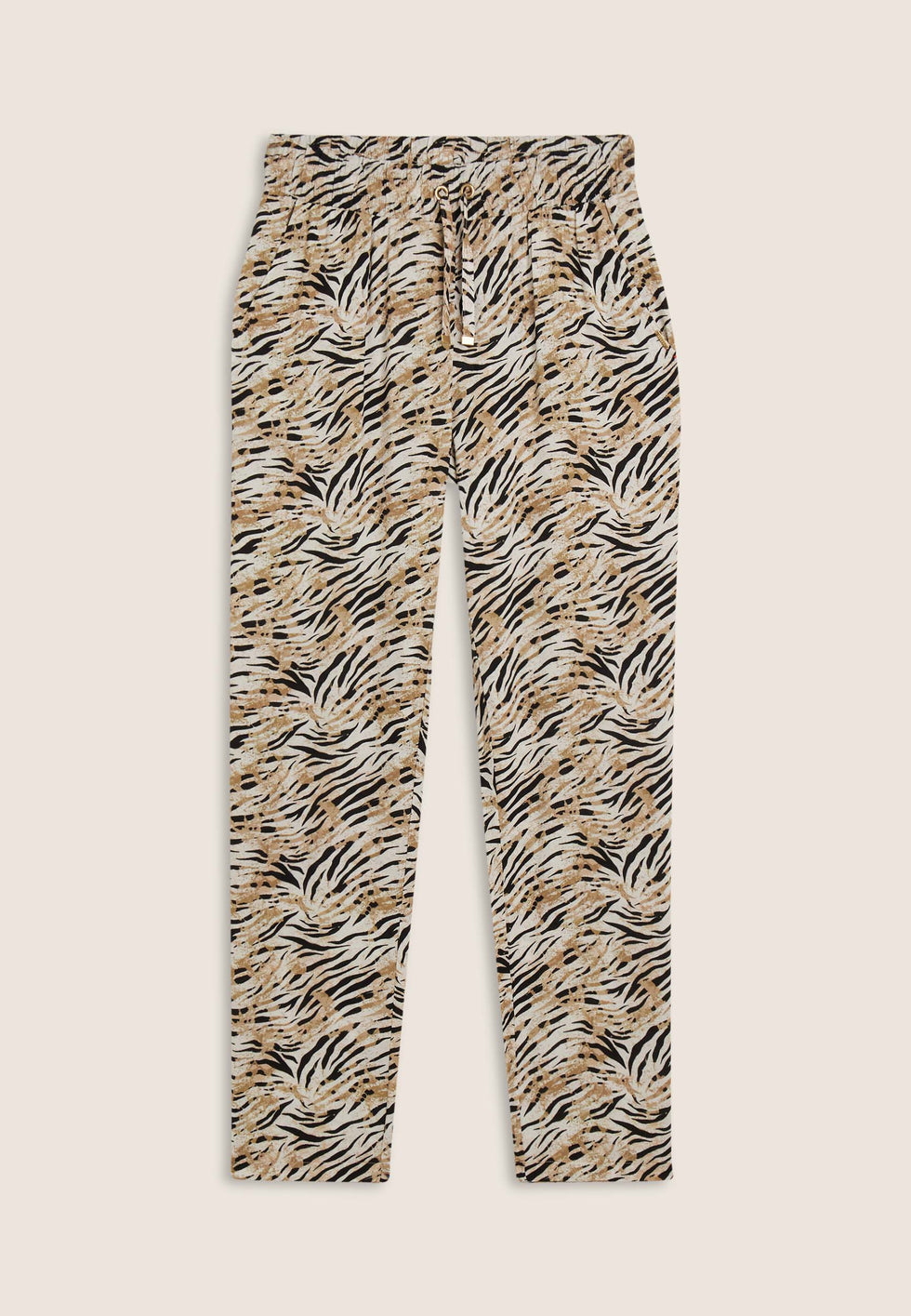 Pantaloni regular fit in viscosa animalier con gamba dritta