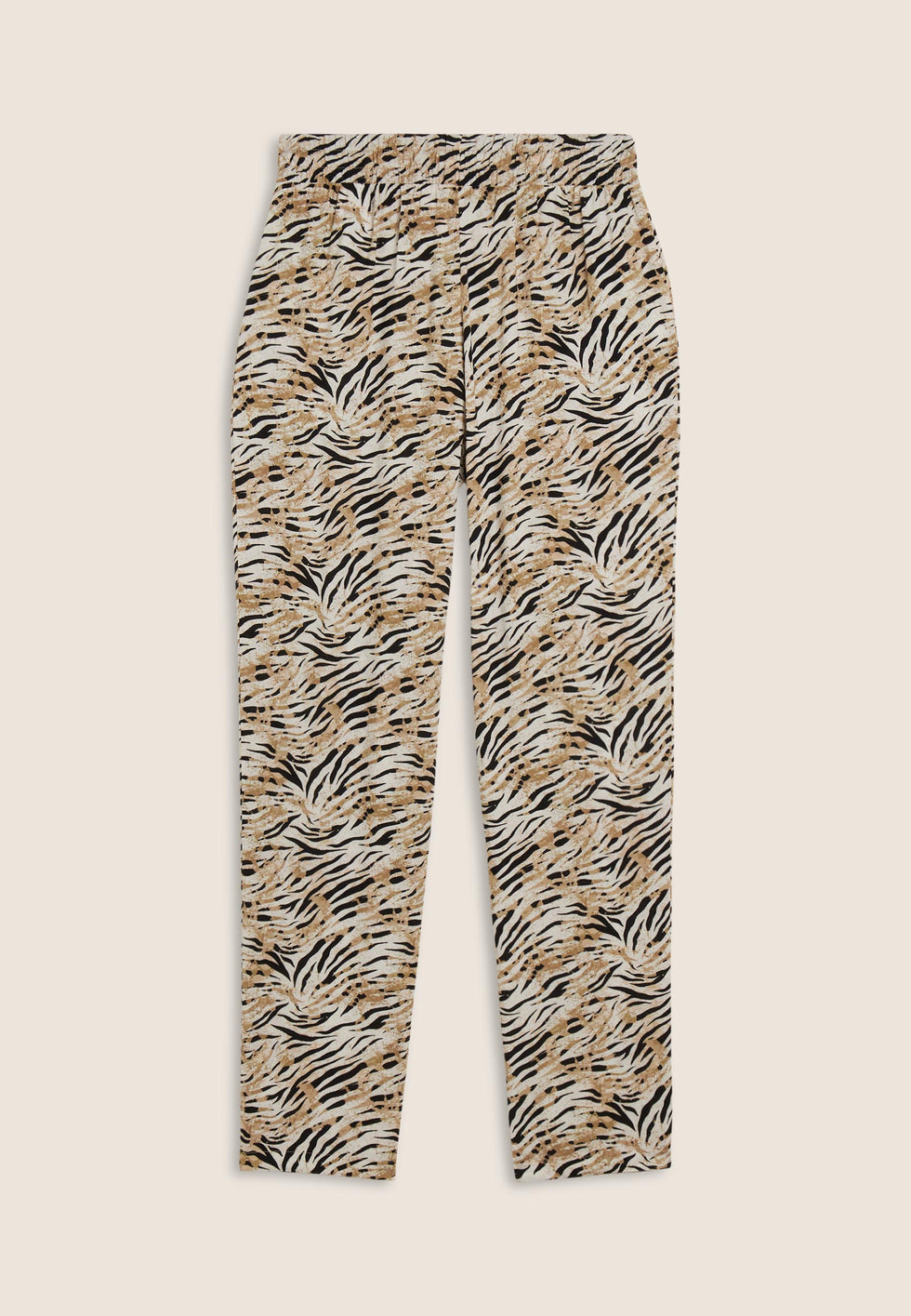 Pantaloni regular fit in viscosa animalier con gamba dritta