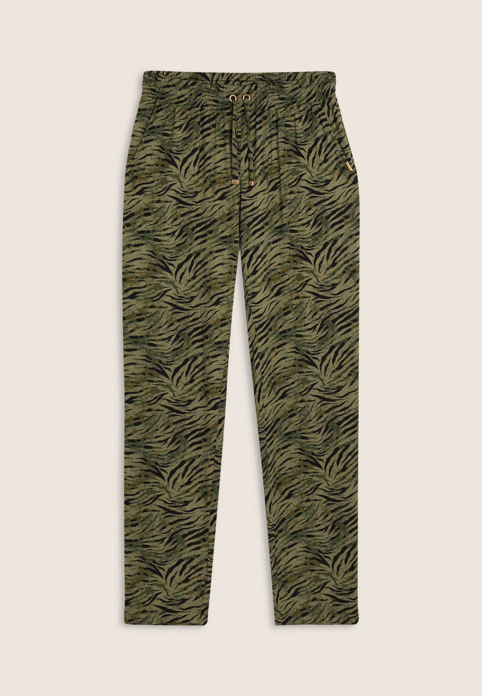Pantaloni regular fit in viscosa animalier con gamba dritta