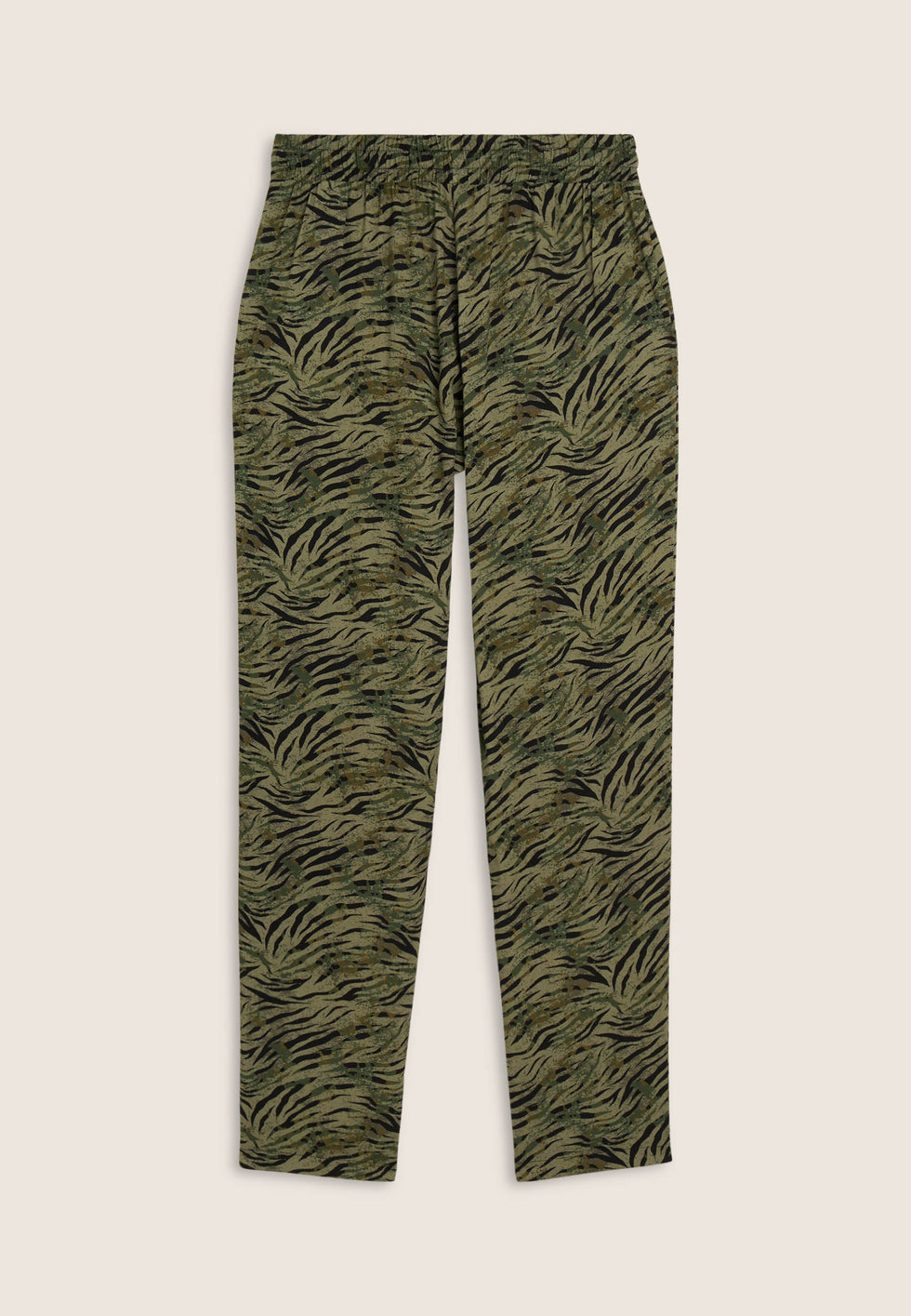 Pantaloni regular fit in viscosa animalier con gamba dritta