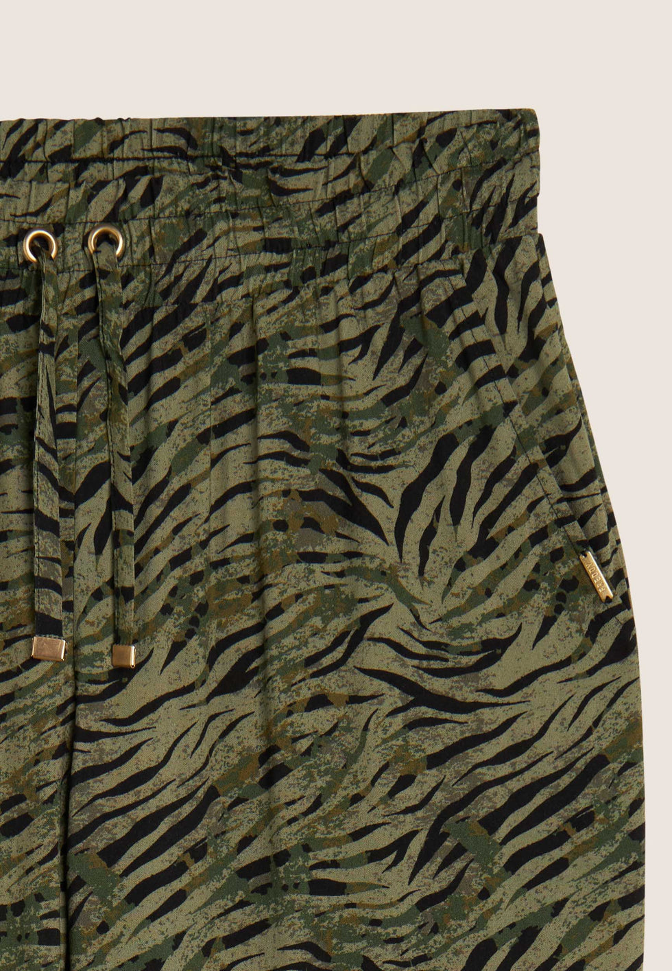 Pantaloni regular fit in viscosa animalier con gamba dritta