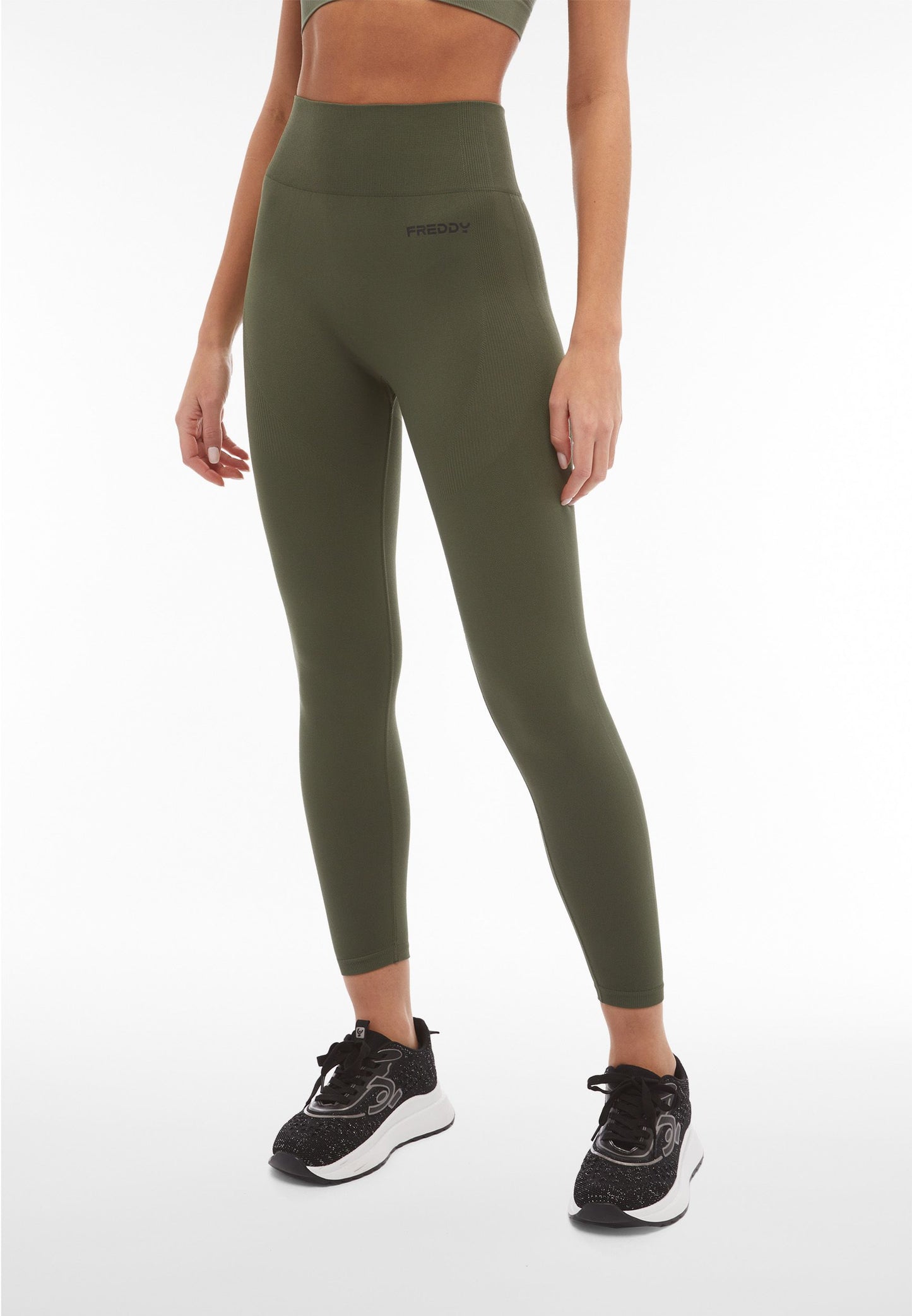 Leggings seamless Freddy vita alta 7/8 con dettagli in costina