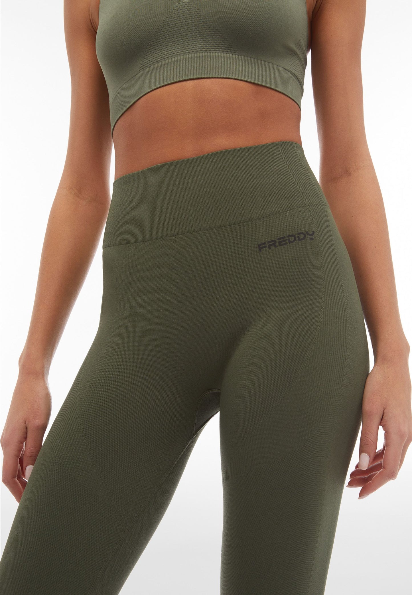 Leggings seamless Freddy vita alta 7/8 con dettagli in costina