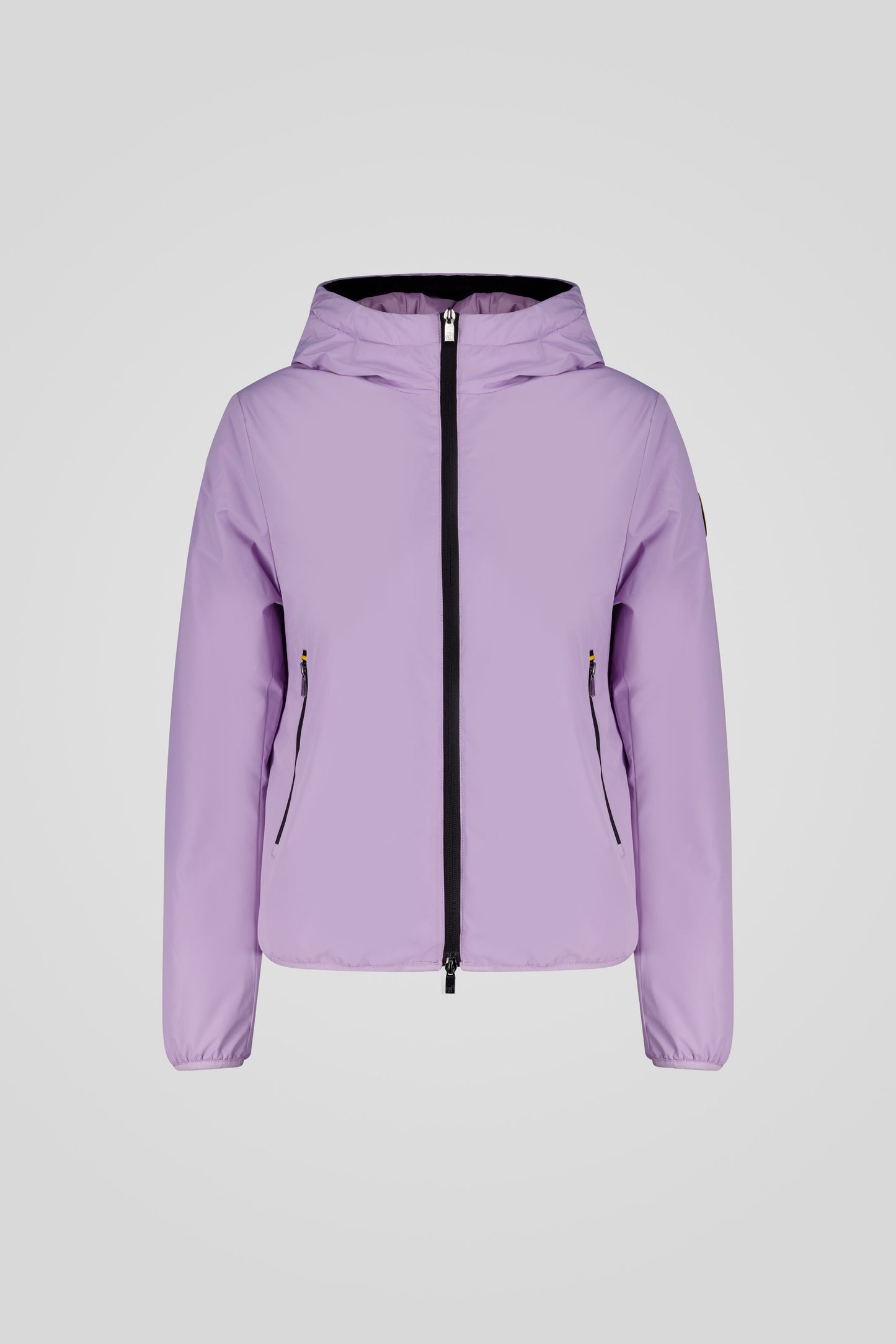 Giacca imbottita lilla con cappuccio
