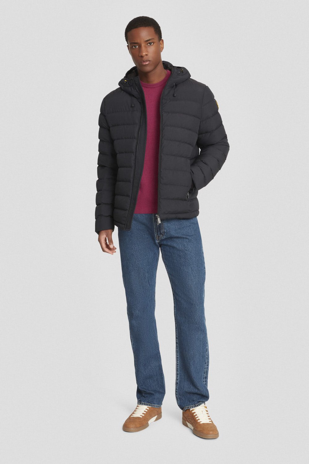 Piumino corto nero con cappuccio STEVENSON 3.0