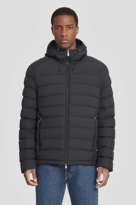 Piumino corto nero con cappuccio STEVENSON 3.0