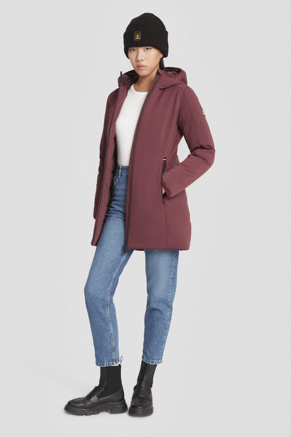 Giacca lunga prugna in softshell YSABEL 3.0